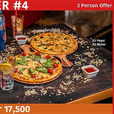 House Pizza + Vegetable Pizza + 2 Pepsi + 2 Water