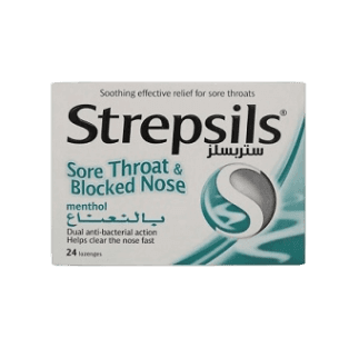 Sore Throat & Blocked Nose Menthol 24 Lozenges _ Strepsils