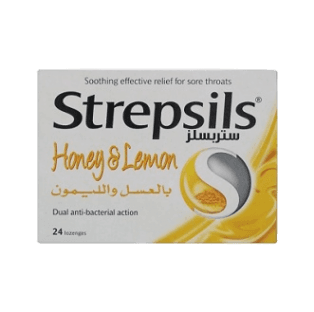 Honey & Lemon Dual Anti-Bacterial Action Soothing Effective Relief for Sore Throats 24 Lozenges _ Strepsils