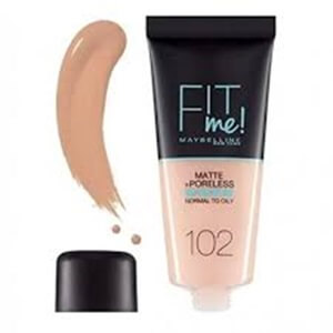 FIT me Matte + Poreless Normal to Oily Skin Foundation with Clay (102 Fair Ivory) 30ml _ MAYBELLINE NEW YORK